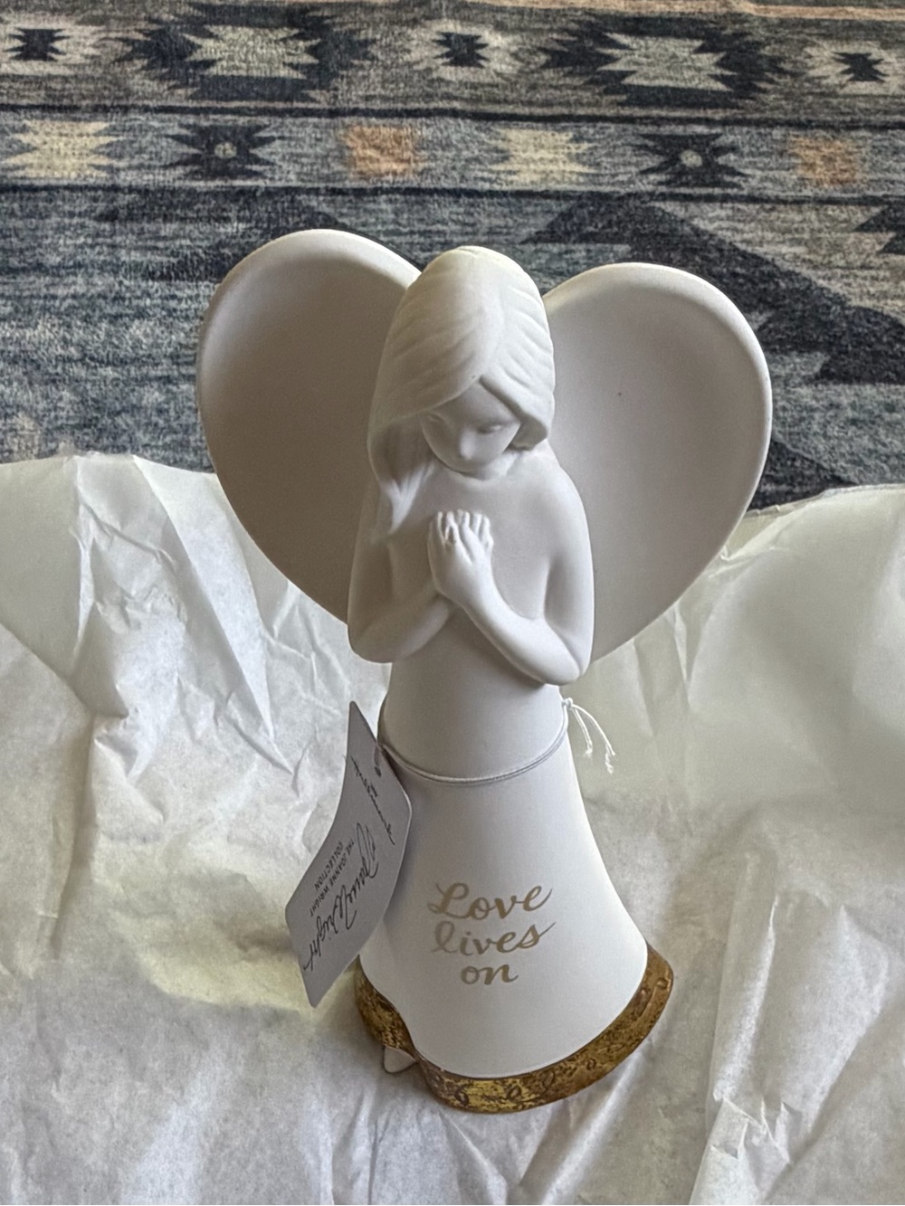 Hallmark White Angel Figurine with Gold Trim